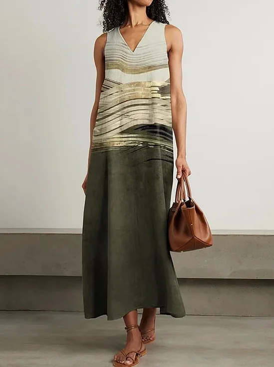 Simple Loose Geometric Jersey Dress With No Belt