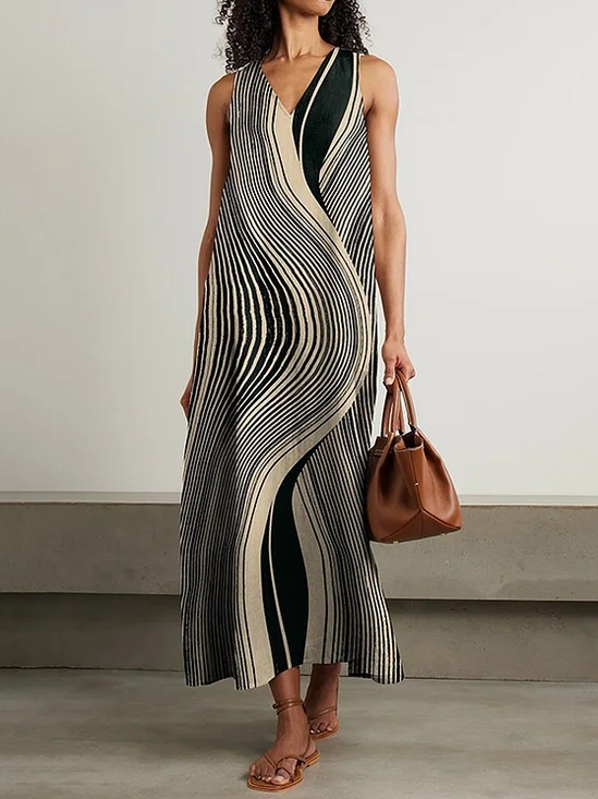 Striped Casual Dress With No Belt