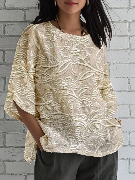 Crew Neck 3D Printing Vintage T-Shirt