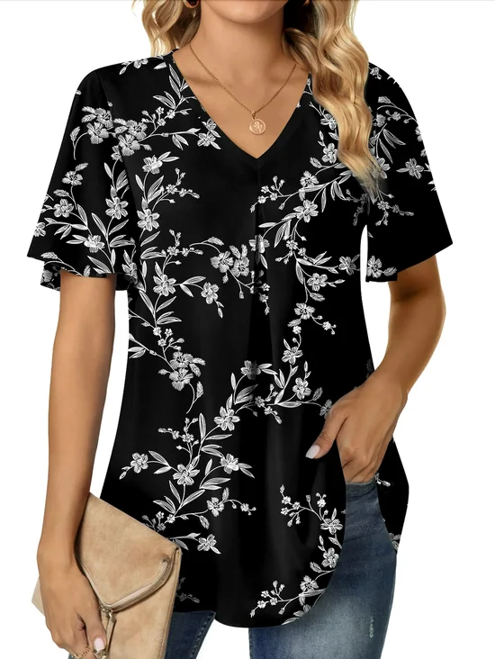 Cotton V Neck Casual Regular Fit Shirt