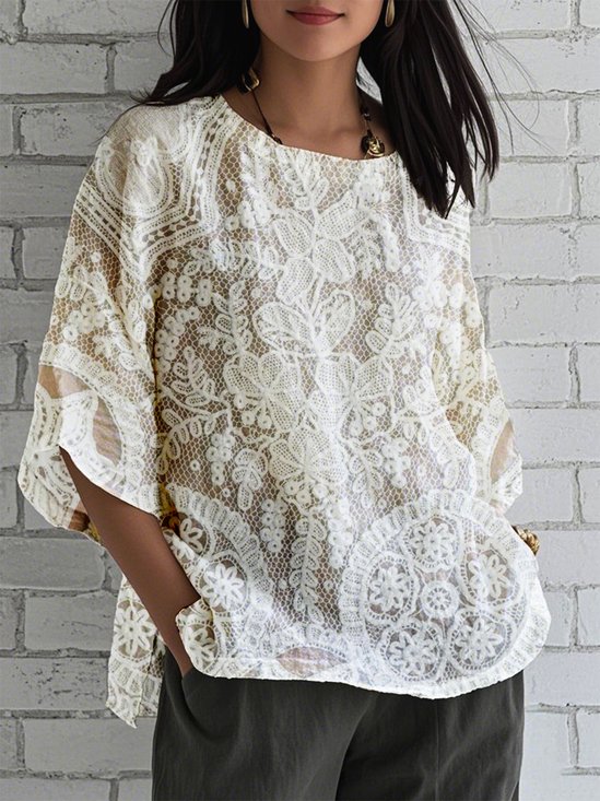 Floral Casual Loose Crew Neck T-Shirt