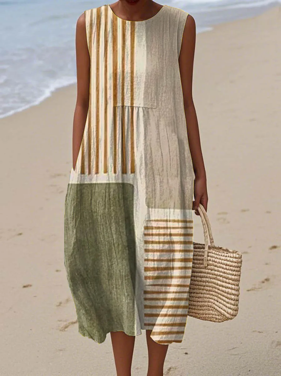 Striped Casual Dress With No