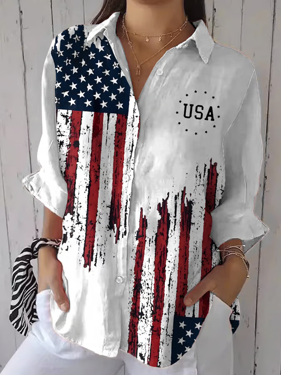Women's Independence Day Printed Casual Shirt