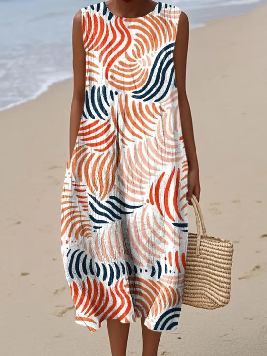Regular Fit Crew Neck Casual Dress With No