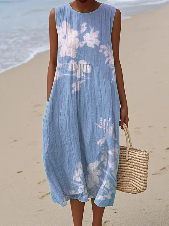 Casual Regular Fit Cotton Floral Dress With No