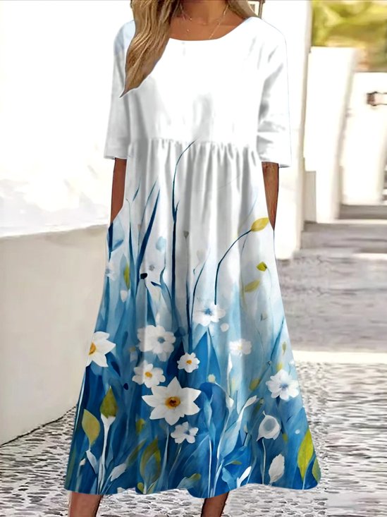 Cotton Casual Dress With No