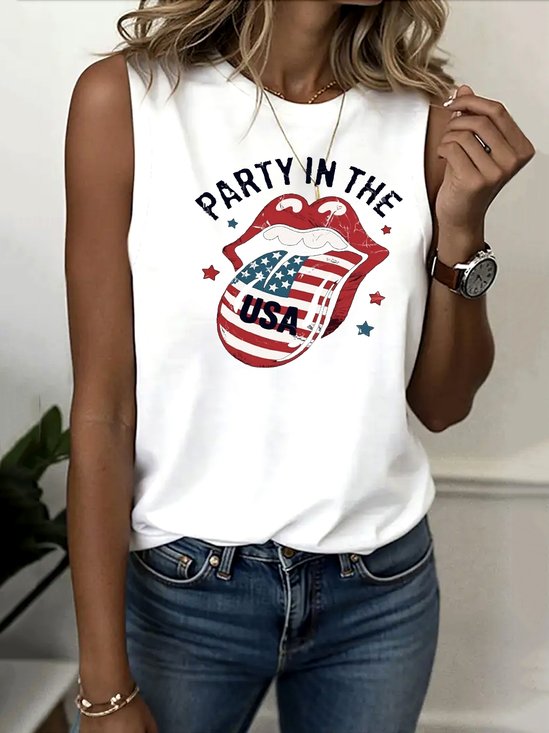 Regular Fit Cotton Casual Geometric Tank Top