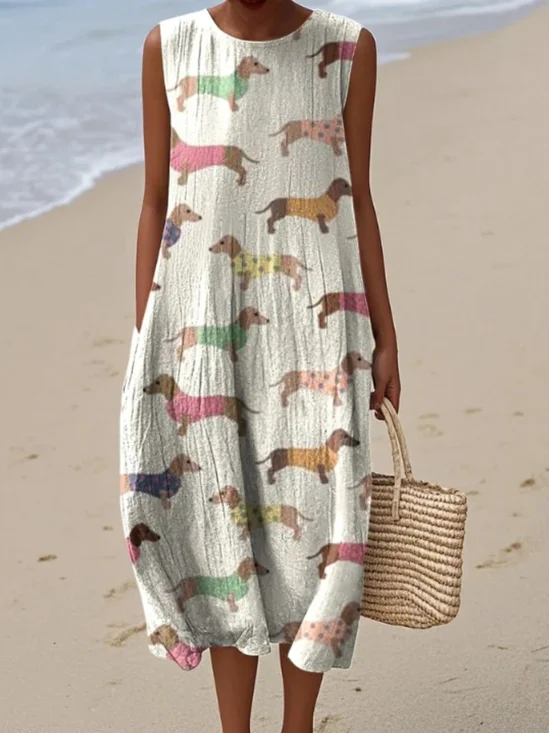 Vacation Cotton Dog Dress With No