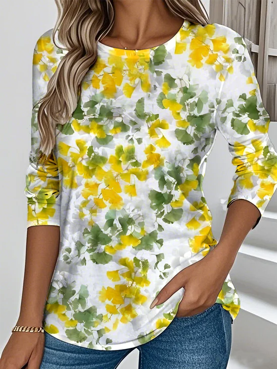 Jersey Loose Casual Crew Neck T-Shirt