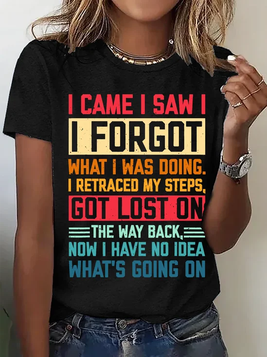 I Came I Saw I Forgot What I Was Doing Sarcastic Cotton T-Shirt