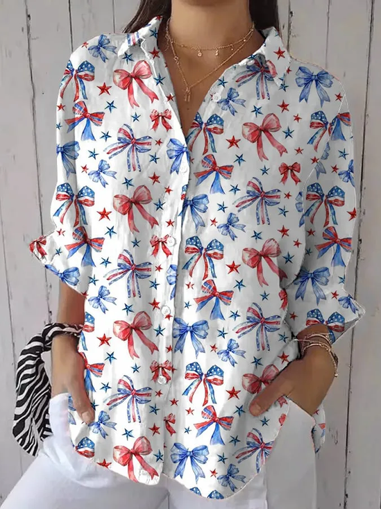 Women's Independence Day American Bow Celebration Printed Shirt Top