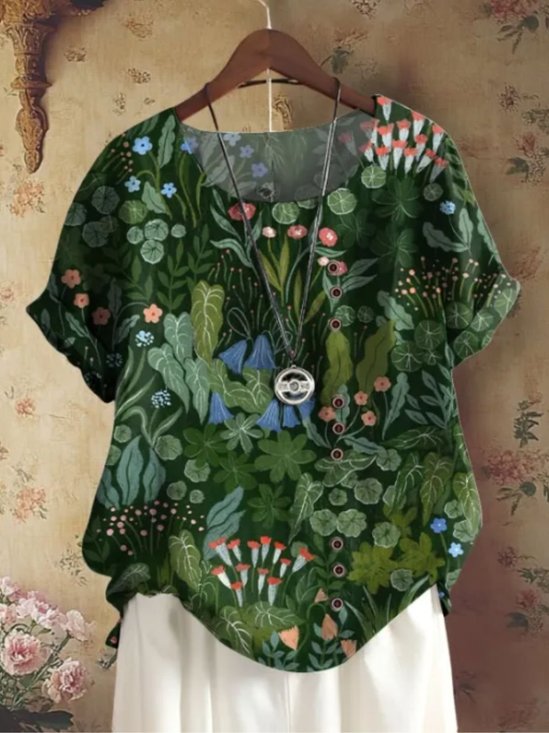 Street Floral Regular Fit Cotton Blouse