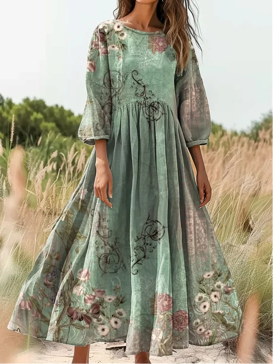 Loose Casual Crew Neck Dress