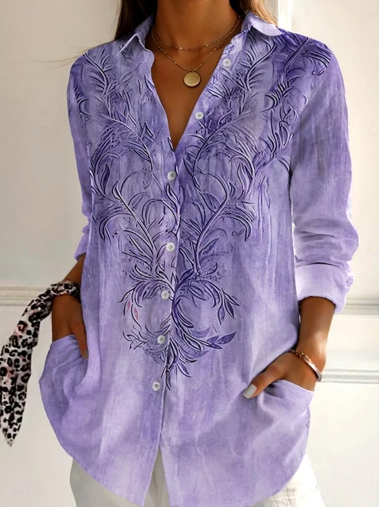 Shirt Collar Gradient Pattern Vintage Shirt
