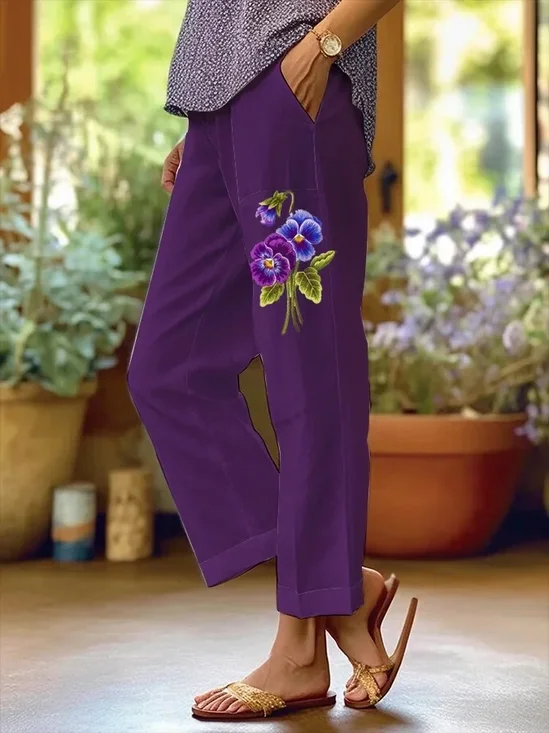 Women's Alzheimer's Floral Print Casual Pants