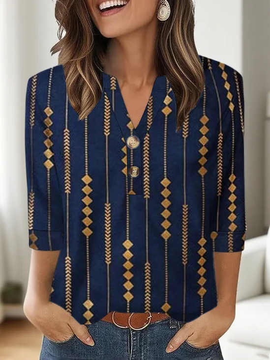 V Neck Regular Fit Casual T-Shirt
