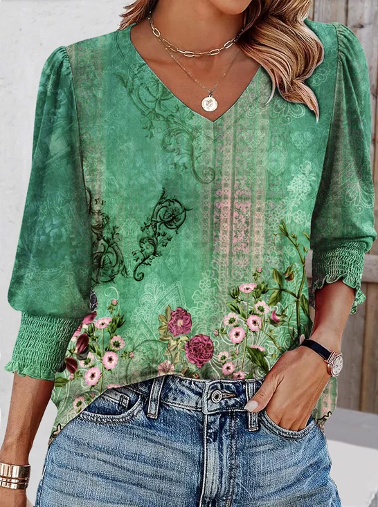Casual V Neck Regular Fit T-Shirt