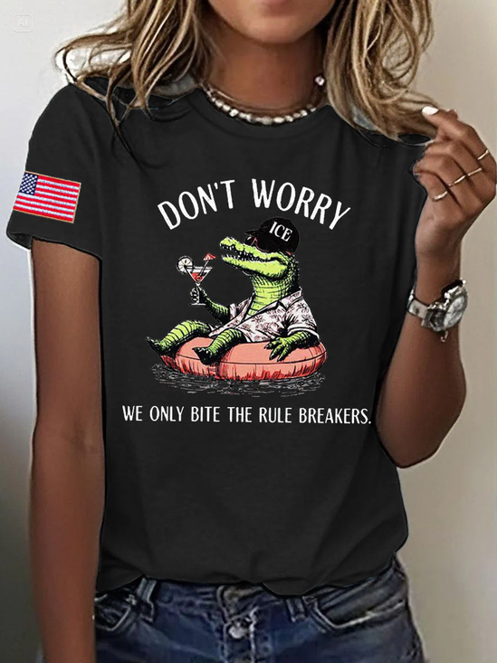 Women's Alligator Alcatraz Florida Everglades Dark Humor Printed T-shirt