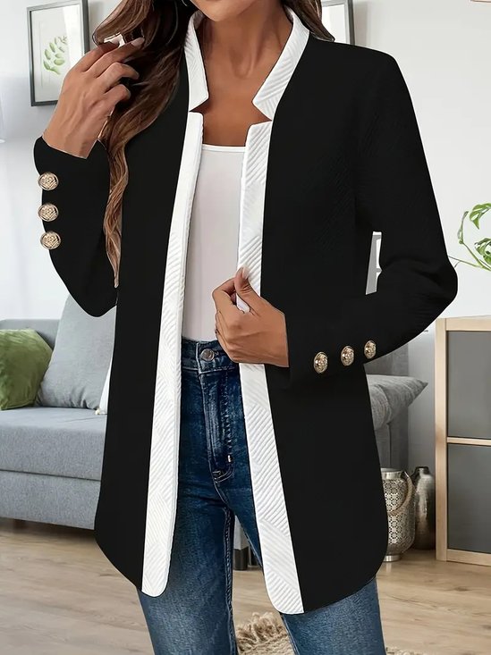 Color Block Casual Regular Fit Trench Coat
