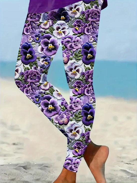 Floral Casual Tight Printing Leggings