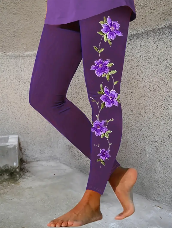 Printing Casual Jersey Tight Leggings
