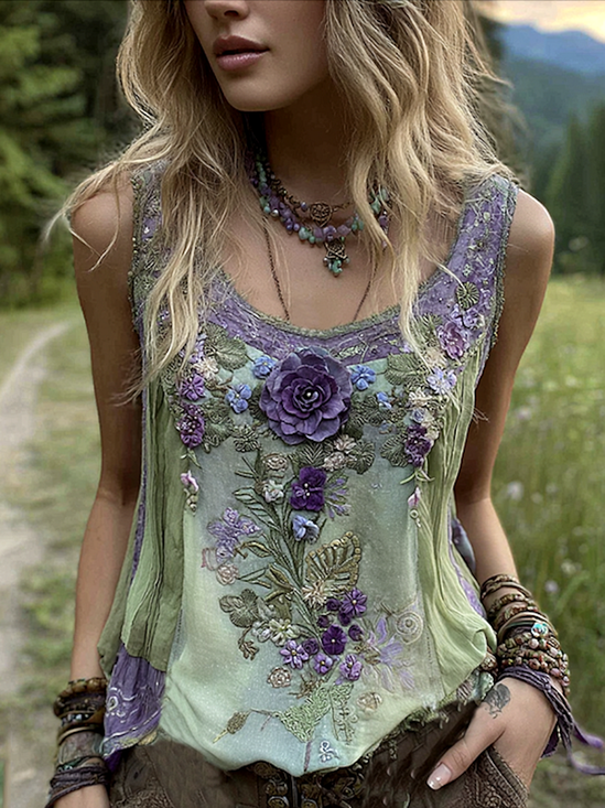 Crew Neck Casual Tank Top