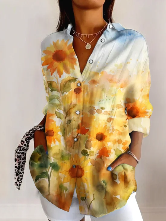 Casual Geometric V Neck Shirt