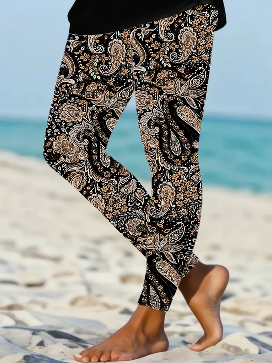 Casual Jersey Printing Paisley Leggings