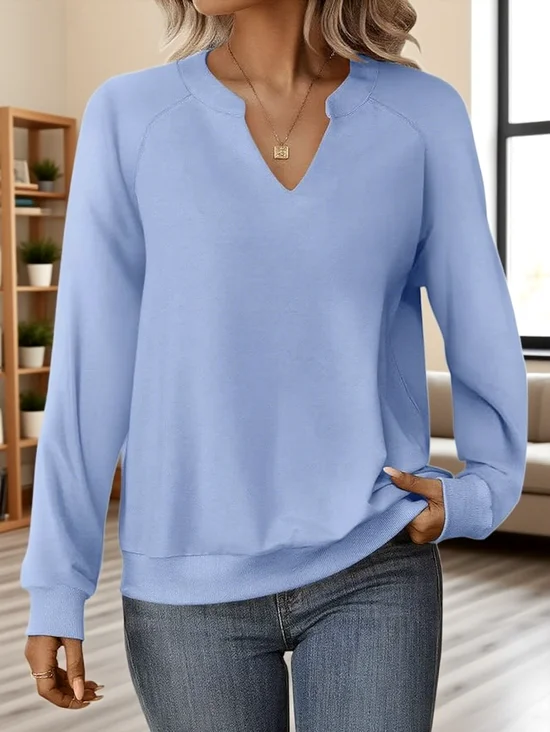 V Neck Regular Fit Casual Sweatshirt