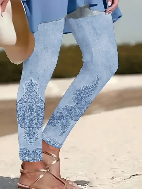 Jersey Floral Casual Leggings