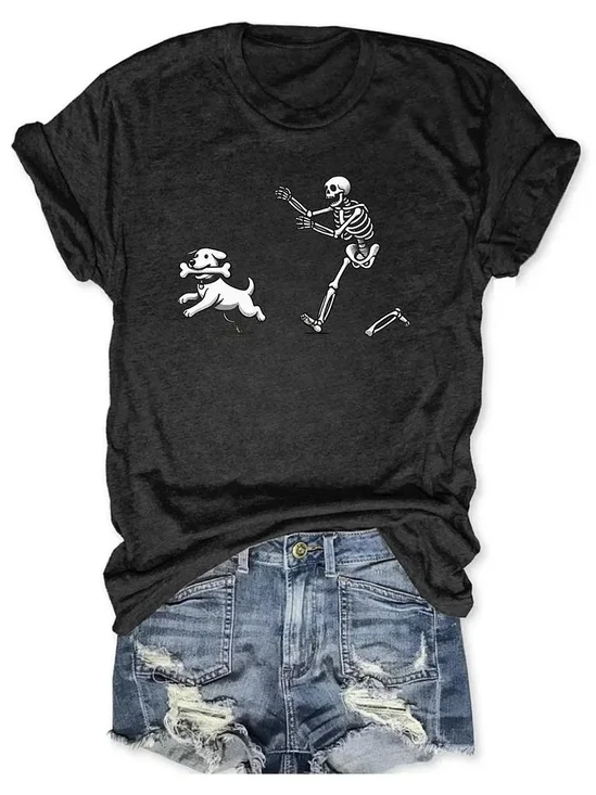 Women's Halloween Dog Funny Short Sleeve T-Shirt