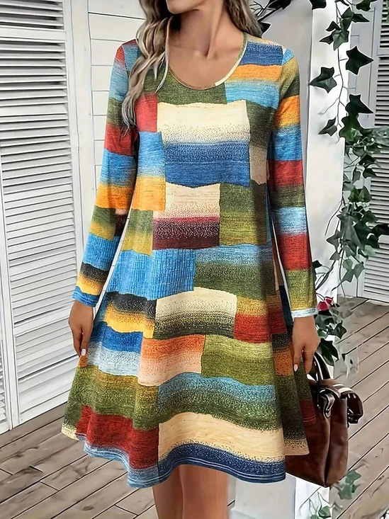 Geometric Casual Dress With No