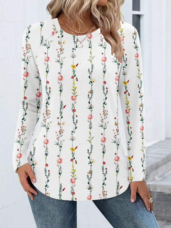 Cotton Color Block Casual Crew Neck T-Shirt