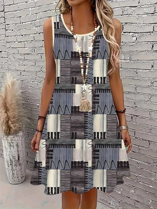 Cotton Regular Fit Colorblock Casual Dress With No