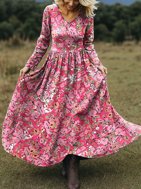Women's Maxi Dress A-Line Skirt Holiday Casual Bohemian Beach Floral Pattern