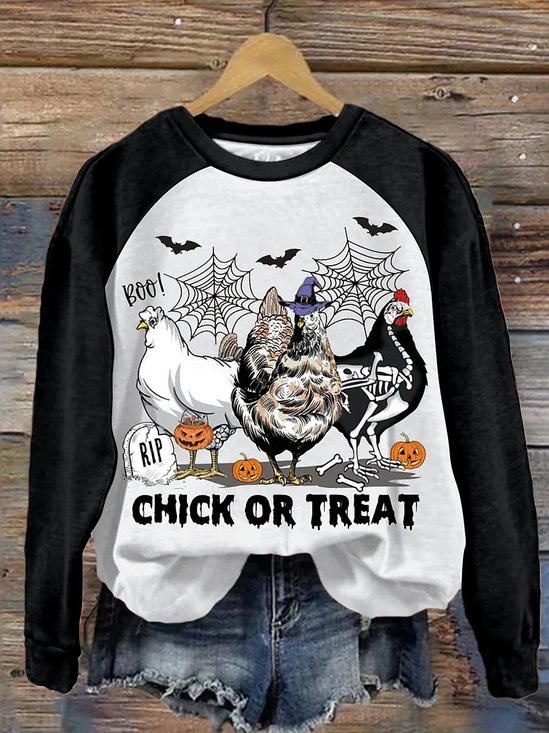 Halloween Women's Pullover Animal Pattern Fashion Casual Long Sleeves Crew Neck