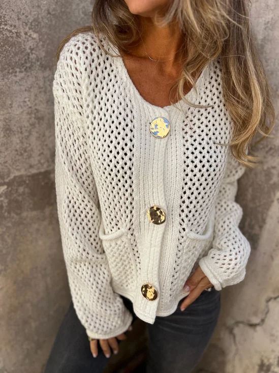 V Neck Plain Casual Regular Fit Sweater
