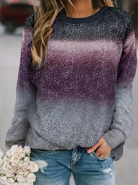 Women's Alzheimer's Purple Abstract Casual Long Sleeve Crew Neck Sweatshirt