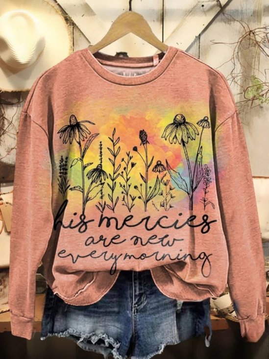 Casual Plants Crew Neck Regular Fit Sweatshirt