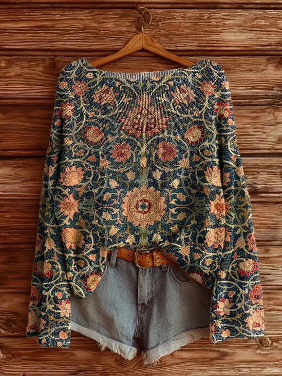 Turtleneck Ethnic Simple Regular Fit Sweater