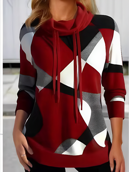 Drawstring Turtleneck Lady Romance Loose Sweatshirt