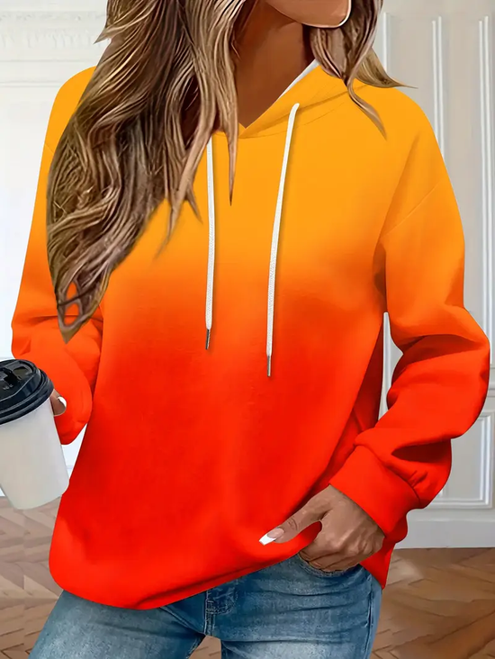 Women's Gradient Print Casual Long Sleeve Hooded Sweatshirt