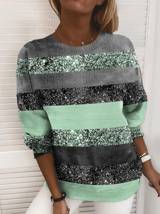 Women's Abstract Print Casual Long Sleeve Crew Neck Sweatshirt