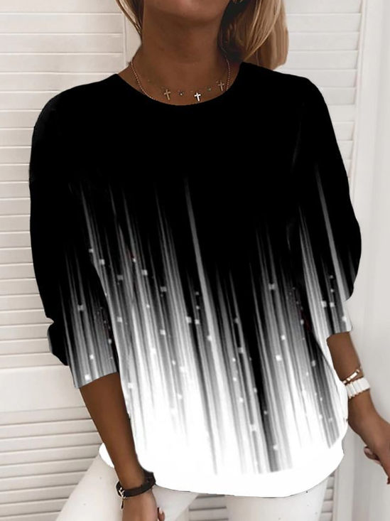 Women's Abstract Print Casual Long Sleeve Crew Neck Sweatshirt