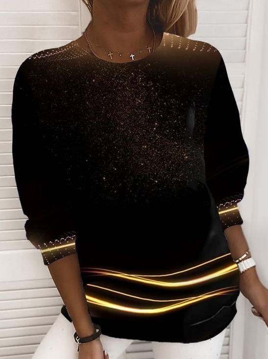 Women's Abstract Print Casual Long Sleeve Crew Neck Sweatshirt