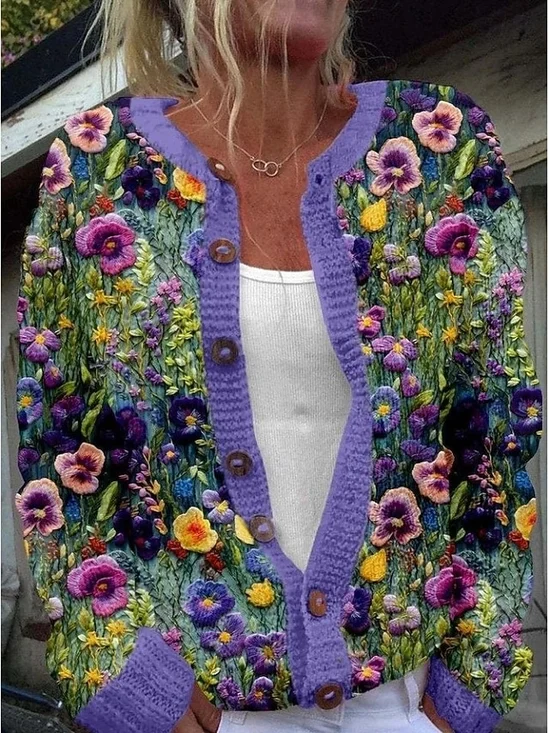 Casual Floral Cardigan