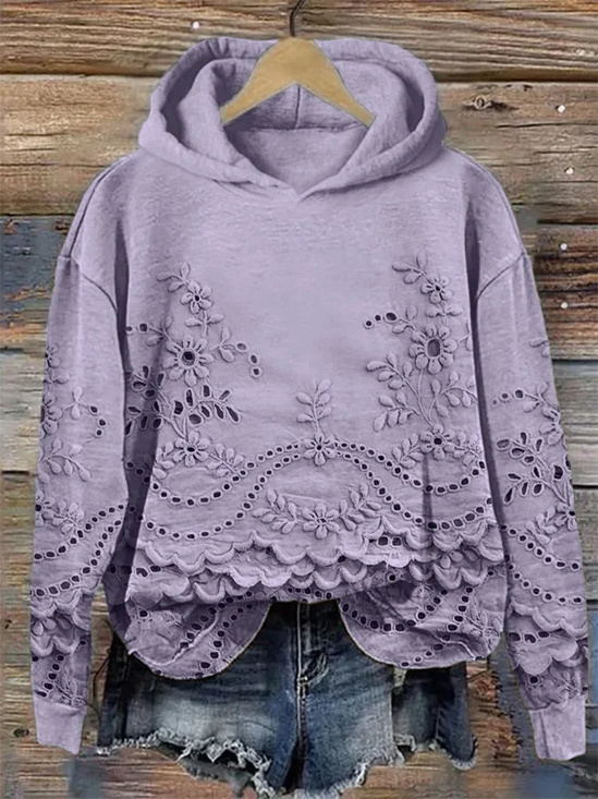 Women's Floral Print Casual Long Sleeve Hoodie