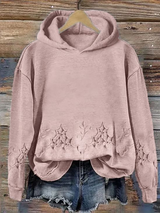 Women's Floral Print Casual Long Sleeve Hoodie