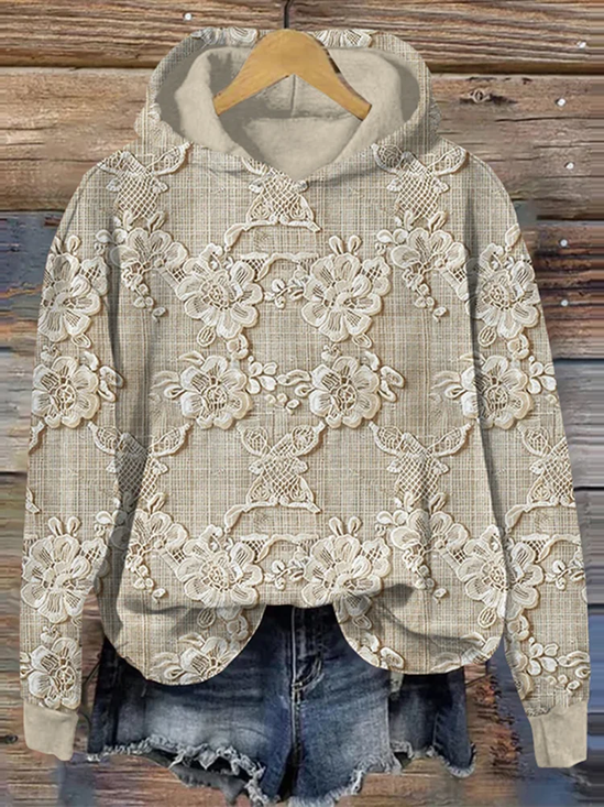 Women's Floral Print Casual Long Sleeve Hoodie