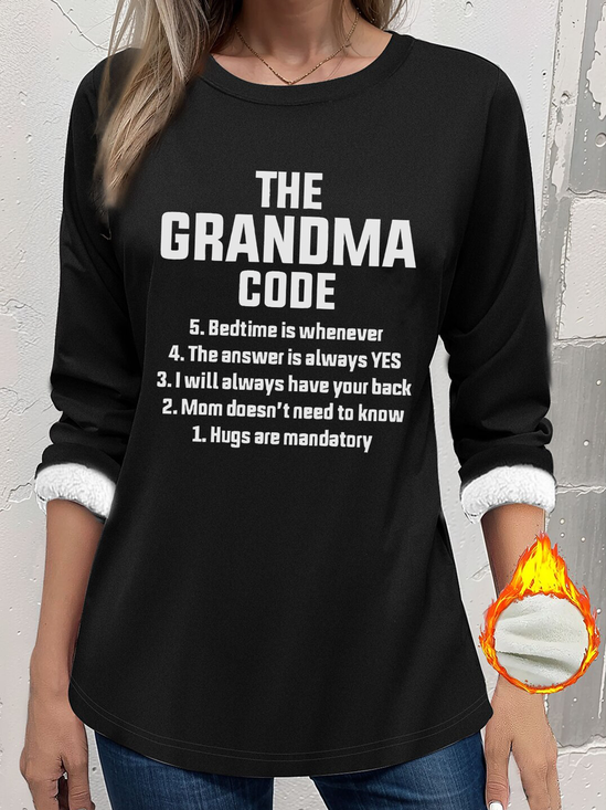 Women's Thickened Pullover Lettering Pattern Casual Comfort Long Sleeve Round Neck Regular Top